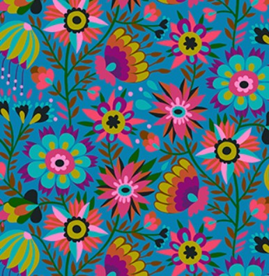 Anna Maria Allegory Azul blue quilting cotton Northcott