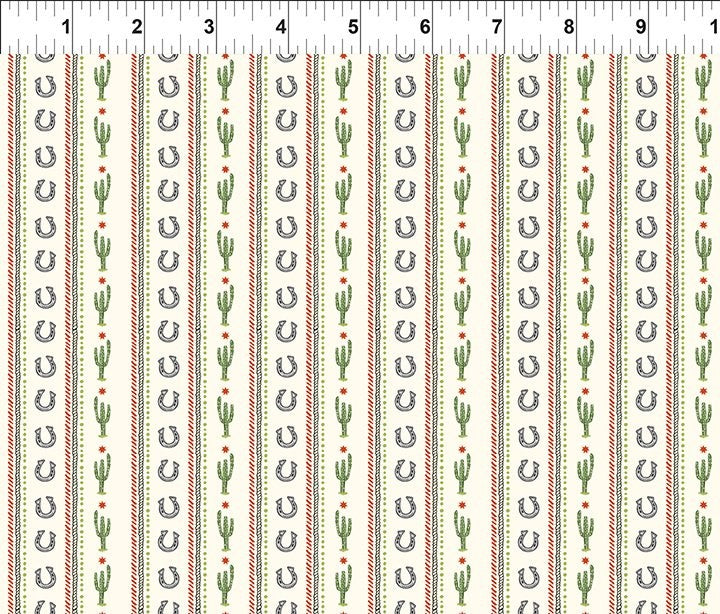 In The Beginning Fabrics 14SWM-1 cream horseshoe stripe western quilting cotton