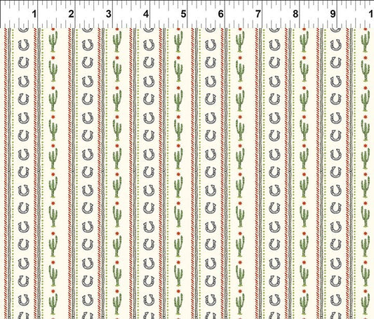 In The Beginning Fabrics 14SWM-1 cream horseshoe stripe western quilting cotton