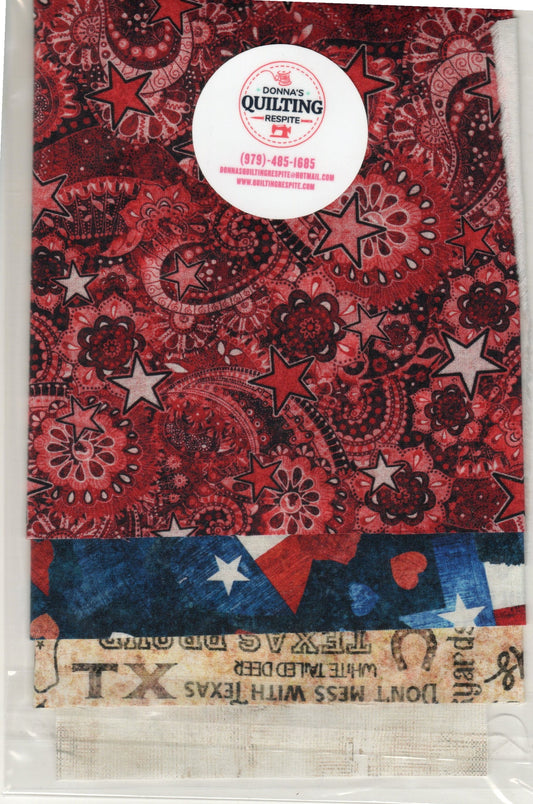 All Texas Shop Hop quilt block kit with precut fabric and instructions