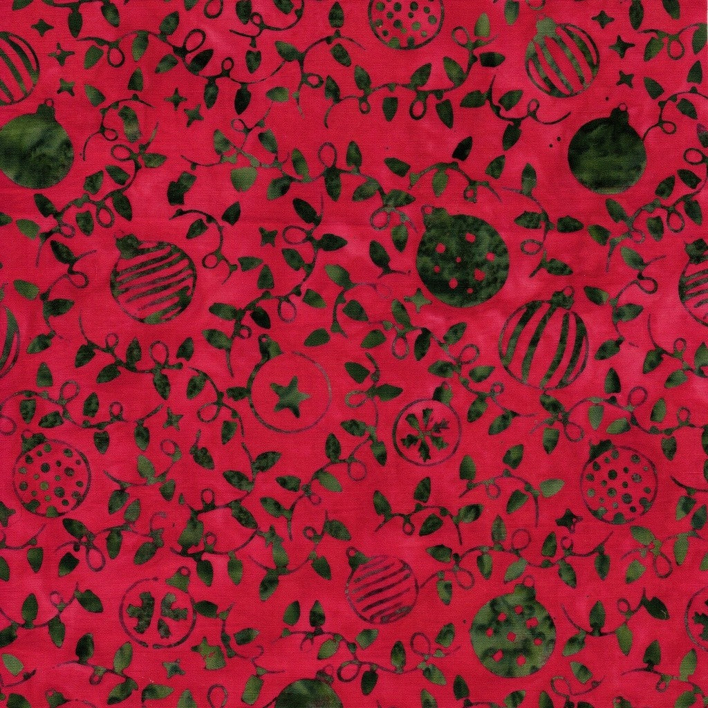 Lumin Fabrics - Jerry Khiev - Holiday Follies - Ornament and Vines - Red Candy
