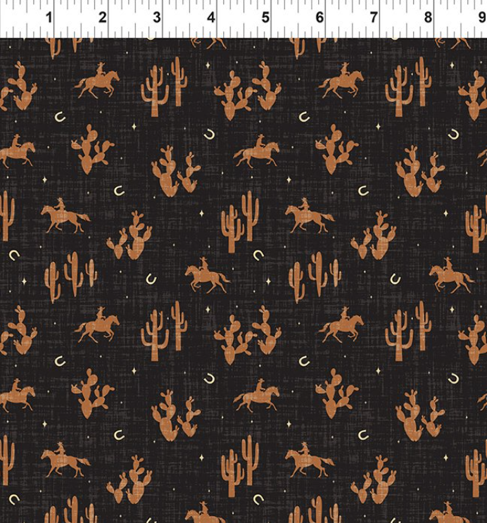 In The Beginning Fabrics 4SWM-1 black silhouettes western quilting cotton