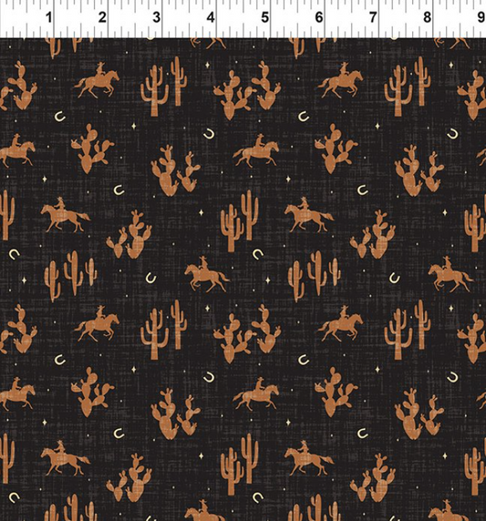 In The Beginning Fabrics 4SWM-1 black silhouettes western quilting cotton