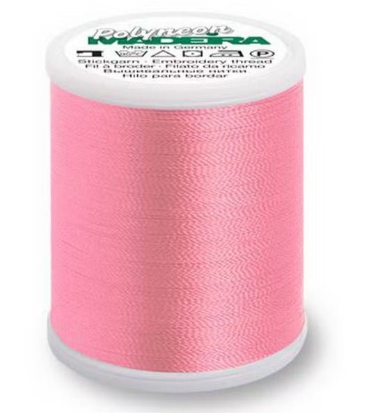 Madeira Polyneon 1815 pink bottle machine thread 1100yd 40wt polyester