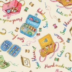 Michael Miller Sew Pretty Sewing Kit Cream novelty fabric