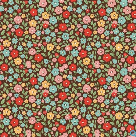 Poppie Cotton Farmhouse Fancy Brown Country Flowers quilting cotton