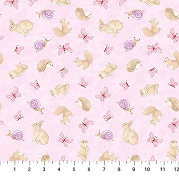Northcott - Peas in a Pod Flannel - Animal Toss Pink Multi F29037-21
