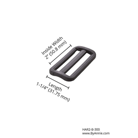 2 inch Slider Black Plastic bag hardware notion