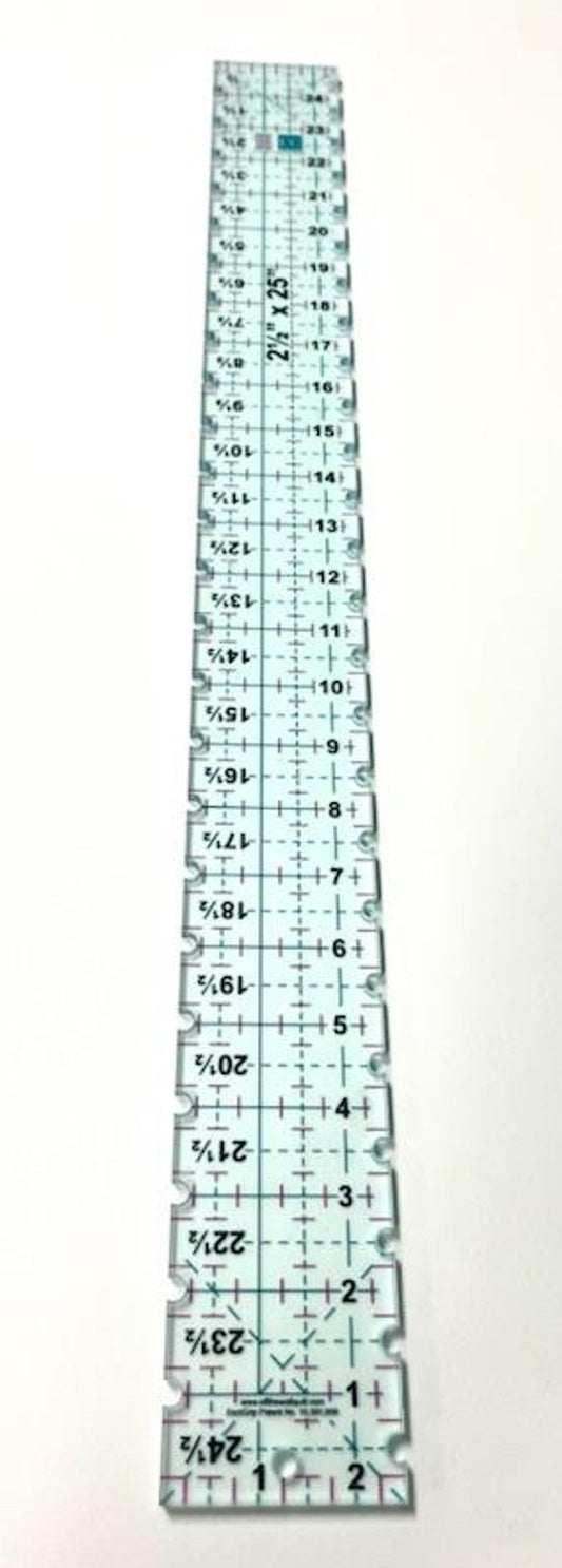 2.5 x 25 inch Notched Acrylic Grip Ruler with Grid Lines quilting notion