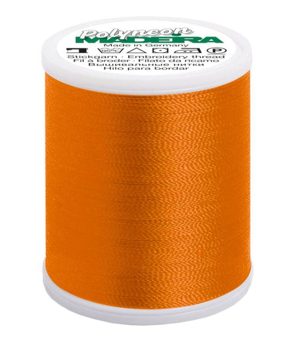 Madeira Polyneon 1765 true orange machine thread 1100yd 40wt polyester