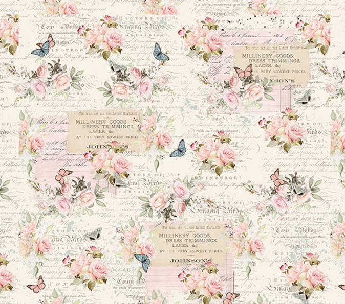 Parisian Snippets 4298-41 Ecru cotton quilting fabric