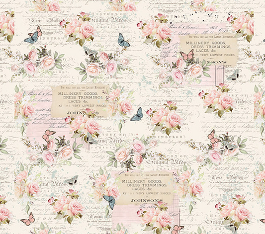 Parisian Snippets 4298-41 Ecru cotton quilting fabric