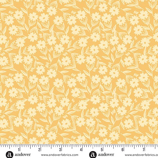 andover- Golden Yellow Sunshine Blooms 1569Y Petals and Stitches by Stephanie Organes