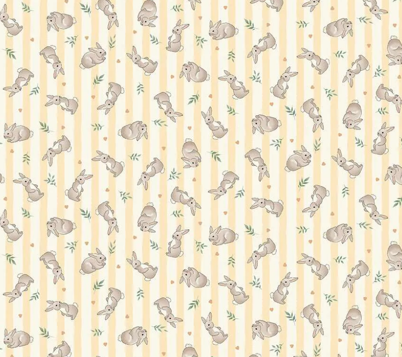 Makower UK Little Ones Bunnies Yellow 191Y baby quilting cotton