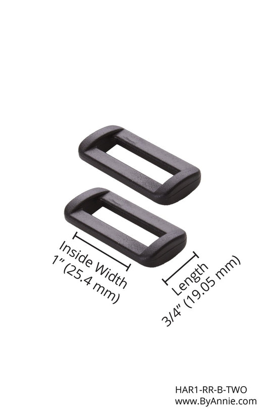 1" Rectangle Ring - Black Plastic - Set of Two