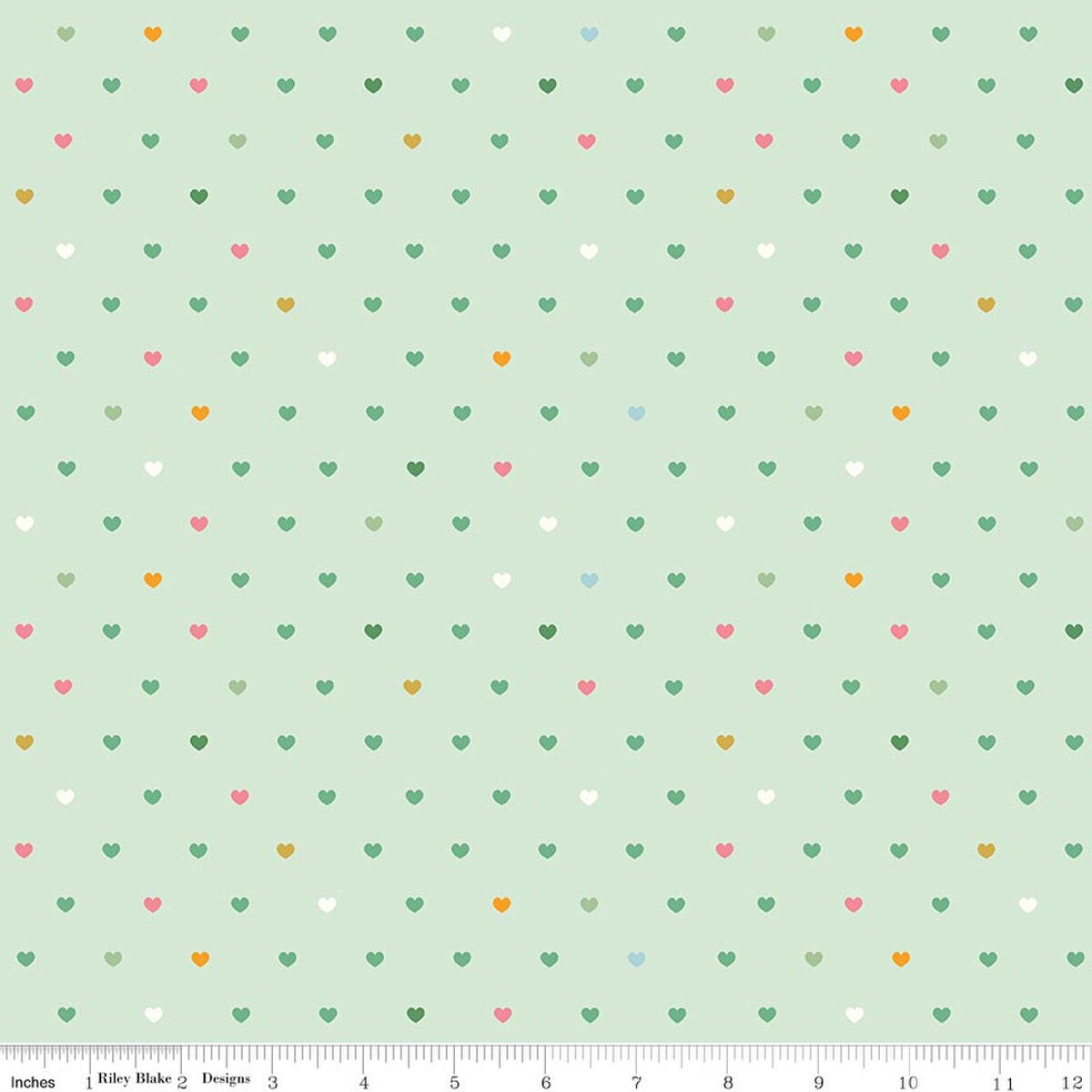 Riley Blake Flannel Serendipity 2 Hearts Mint cotton flannel