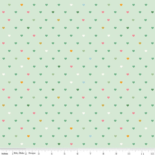 Riley Blake Flannel Serendipity 2 Hearts Mint cotton flannel