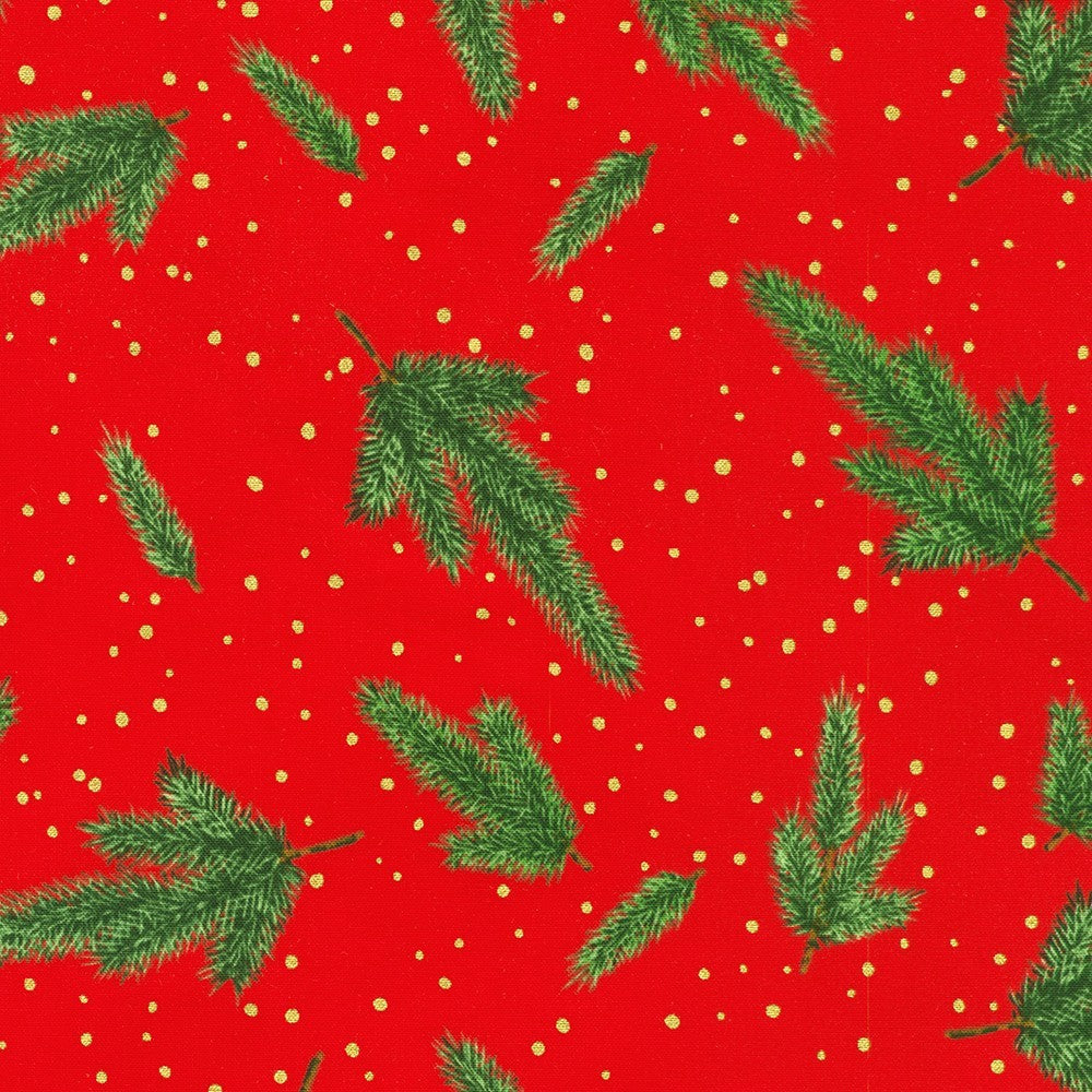 Robert Kaufman - Holiday Flourish - Forest Glen - SRKM-23703-91 CRIMSON