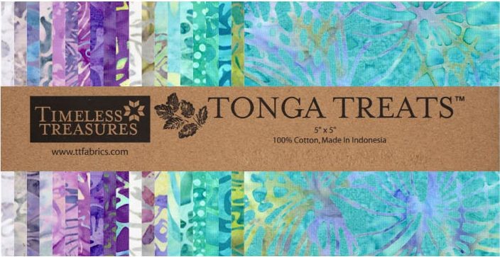 Timeless Treasures Tonga Treats Mermaid 5 inch squares batik charm pack