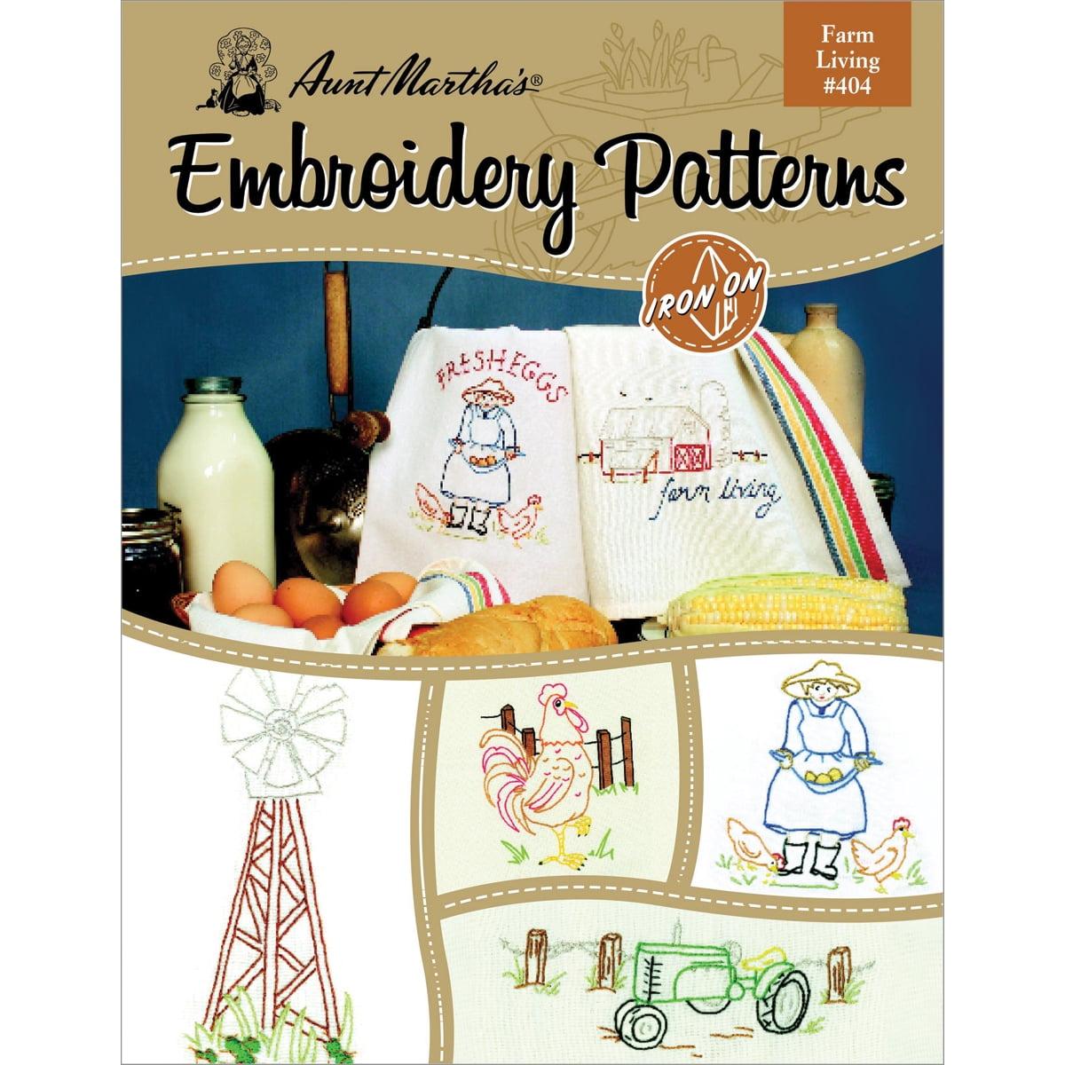 Aunt Martha iron-on transfer book 404 farm living embroidery designs