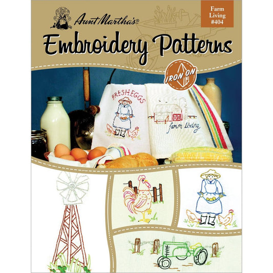 Aunt Martha iron-on transfer book 404 farm living embroidery designs