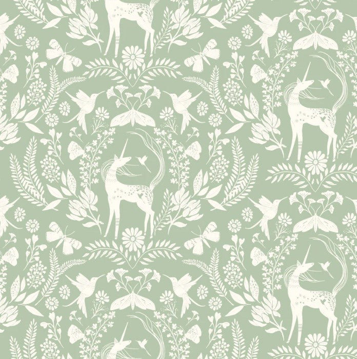 Poppie Cotton Enchanted Mint cotton quilting fabric