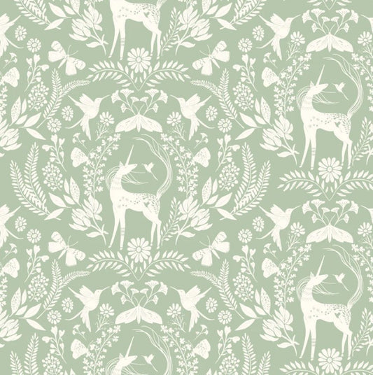 Poppie Cotton Enchanted Mint cotton quilting fabric