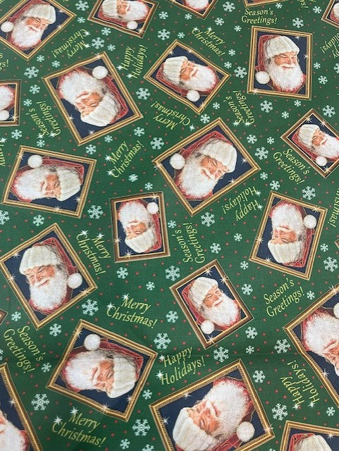 Quilting Treasures Santa's List Green Christmas print quilting fabric