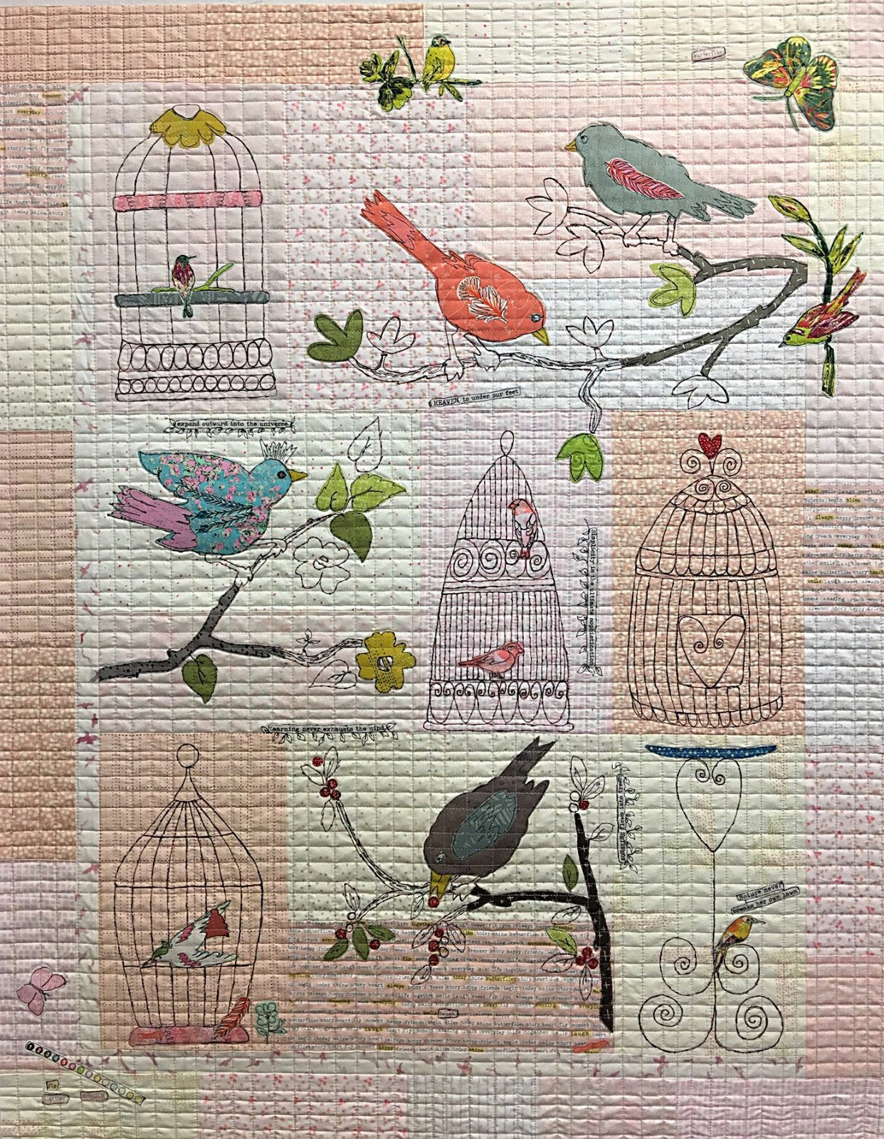 Chirp Chirp Collage Fabric Free Motion Machine Embroidery Kit