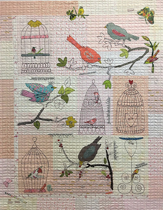 Chirp Chirp Collage Fabric Free Motion Machine Embroidery Kit