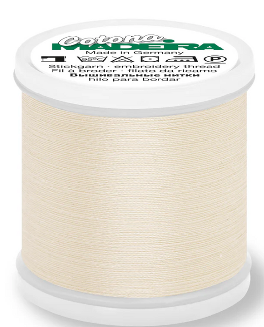 Madeira Cotona 80wt cotton thread spool in Ecru #504