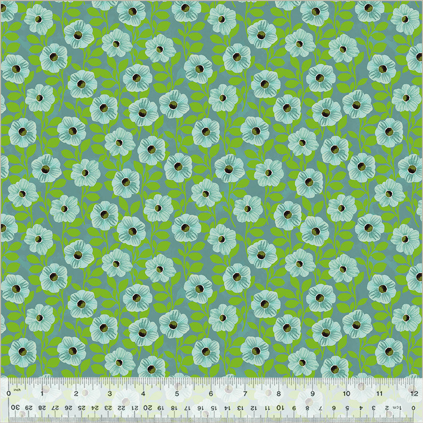 Wild Meadow Climbing Floral Turquoise quilting fabric floral collection