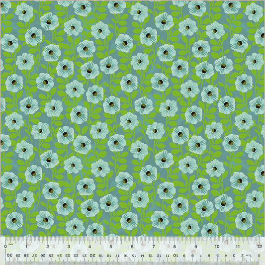 Windham Wild Meadow Climbing Floral Turquoise OEKO-TEX cotton quilting fabric