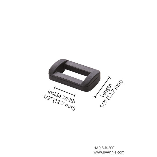 1/2" Rectangle Ring - Black Plastic