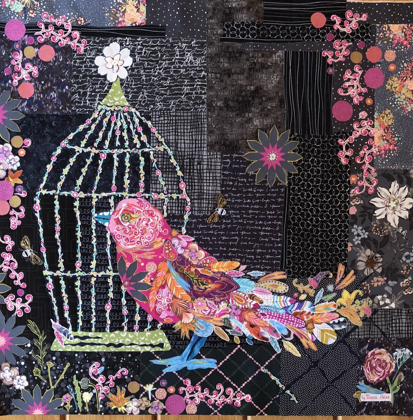Songbird Collage Fabric Kit by Laura Heine bird quilting art