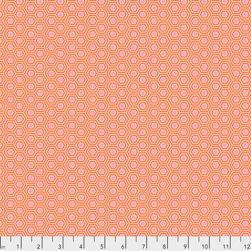 Tula Pink Hexy Peach Blossom peach Free Spirit quilting fabric