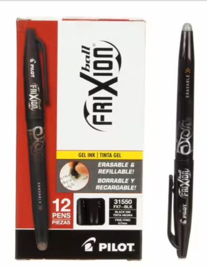 Frixion Pen black fine point 0.7mm heat erasable fabric marking quilting