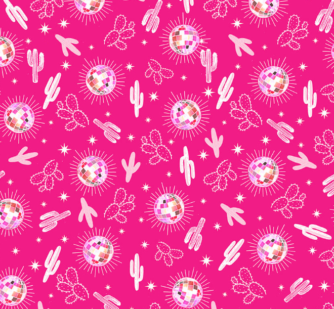 Saddle Up to the Disco 4372-22 Hot Pink cotton quilting fabric