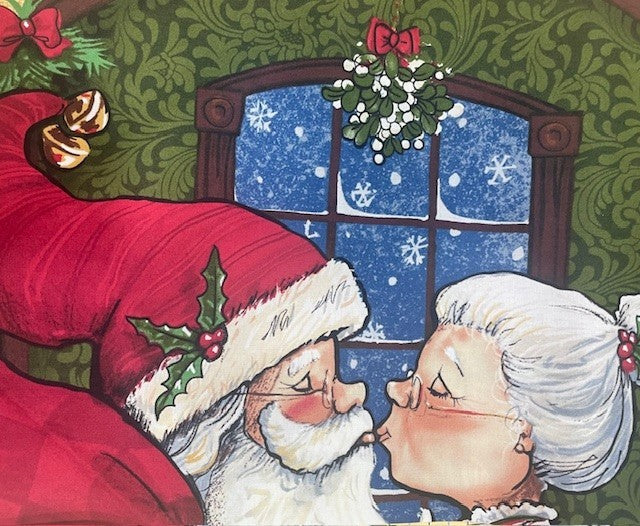 Quilting Treasures Kissmas Eve whimsical Christmas print quilting fabric