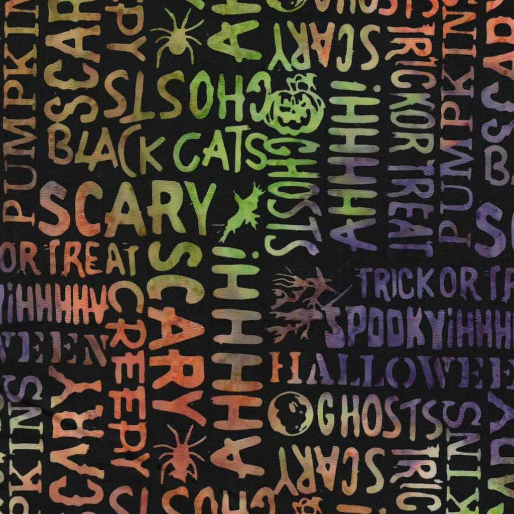 Island Batik - Boo Bash - Jerry Khiev - Halloween Words - Black 122552795
