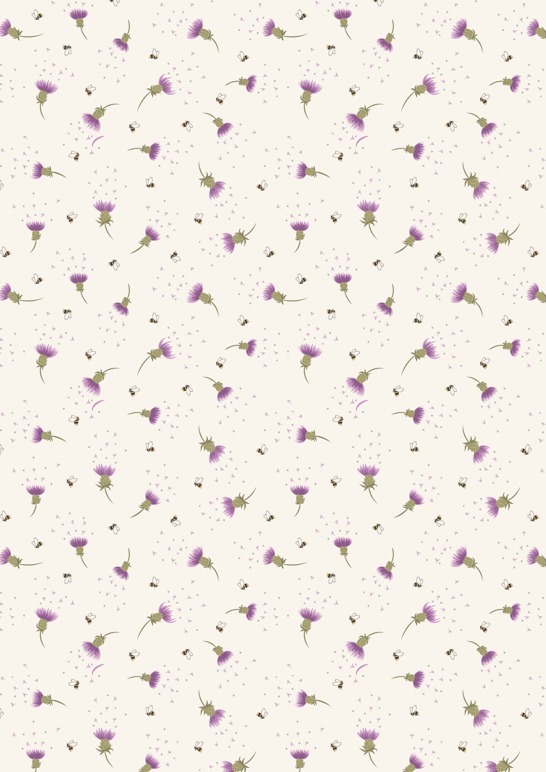 Lewis Irene A Celtic Summer Bee Thistle Cream A988A quilting cotton