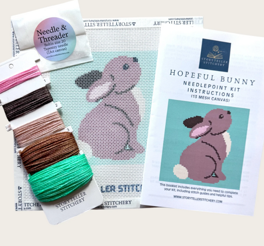 Storyteller Stitchery - Hopeful Bunny Needlepoint Kit - 13 Mesh Canvas
