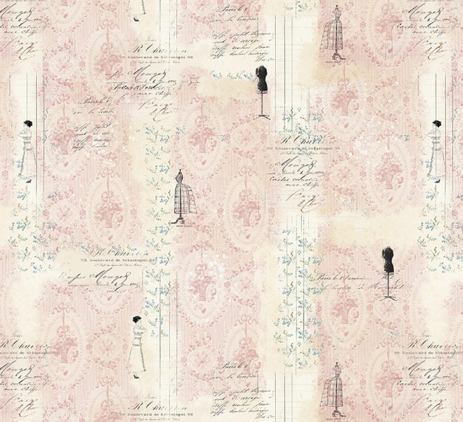 Parisian Snippets 4294-22 Light Pink cotton quilting fabric