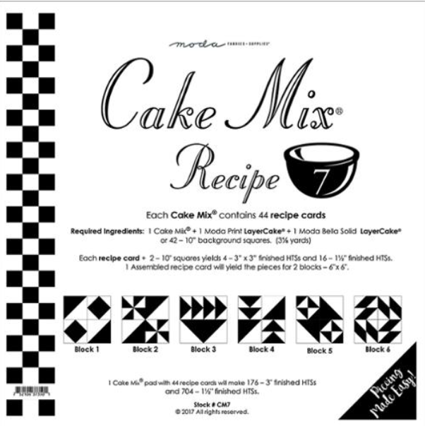 Cake Mix Recipe 7 CM7 44 count paper foundations half square triangle blocks