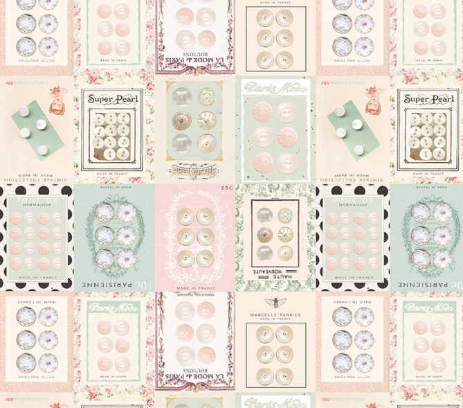 Parisian Snippets 4293-41 Ecru cotton quilting fabric