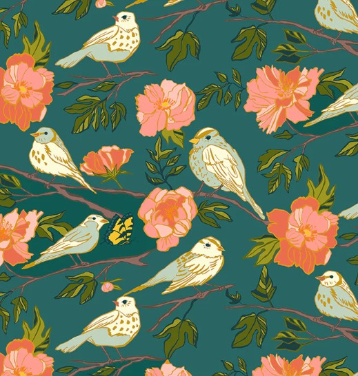 Windham - Lush life - Birds of a Feather teal 54712-2