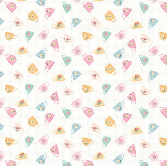 Poppie Cotton Good Morning White Rosy Cheeks quilting fabric