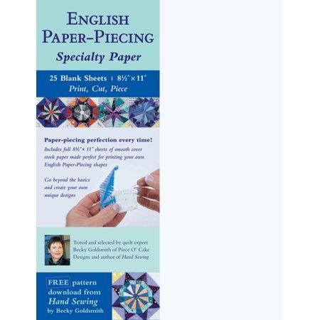 English Paper-Piecing Specialty Paper : 25 Blank Sheets, 8.5" x 11"; Print, Cut, Piece (Paperback)