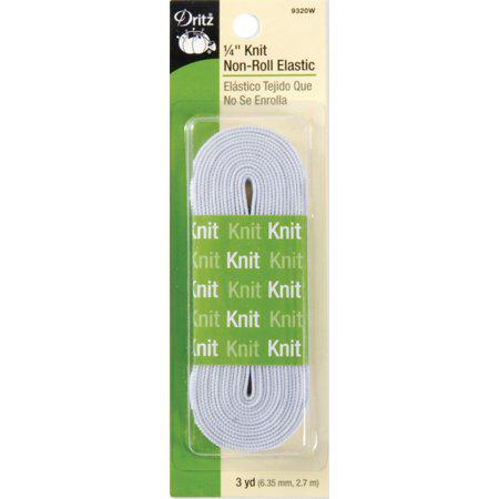 Dritz Non-Roll Knit Elastic 1/4 X 3yd-White