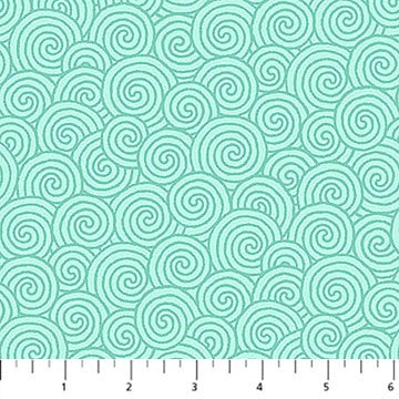Northcott Quilting In Bloom Scroll Blender floral cotton in Light Turquoise, SKU 28840-62